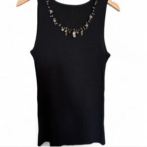 Elegant Black Tank with Beaded Detail